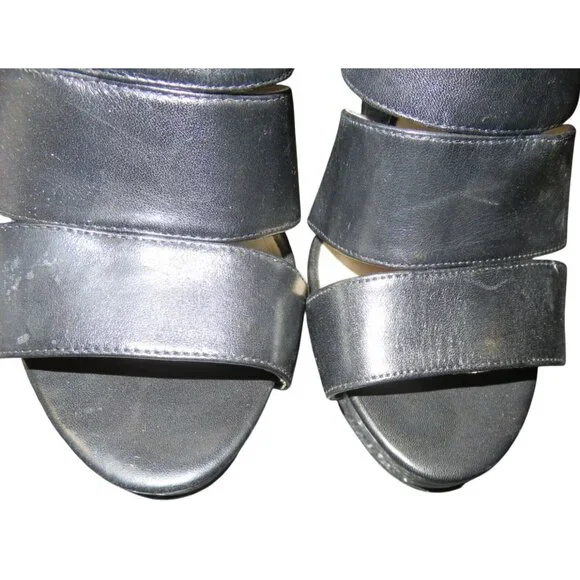 SOLD! Michael Kors Gisele Black Leather High Glossed Caged Platform Boots 8 - Picture 3 of 14